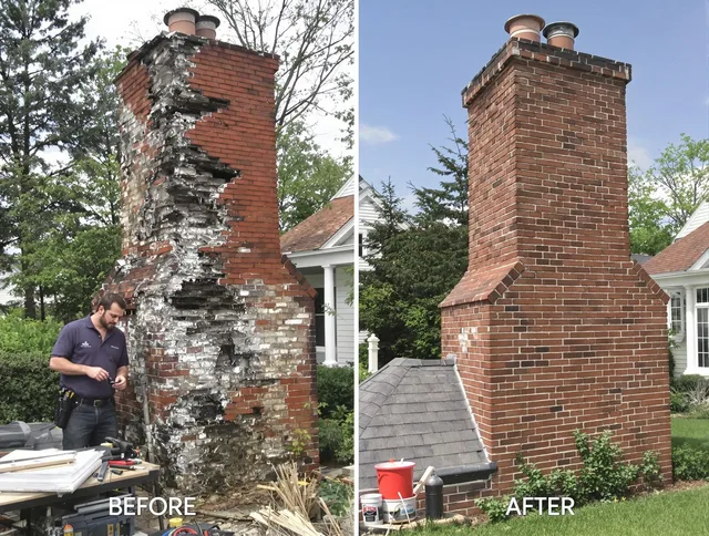 Aurora Chimney Sweep performing a full chimney restoration in Aurora, OH