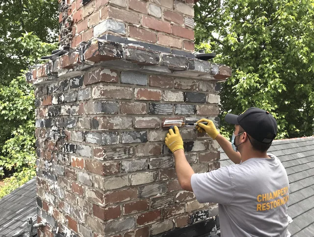 In-progress chimney restoration by Aurora Chimney Sweep in Aurora, OH