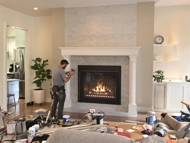 Newly installed fireplace by Aurora Chimney Sweep in Aurora, OH